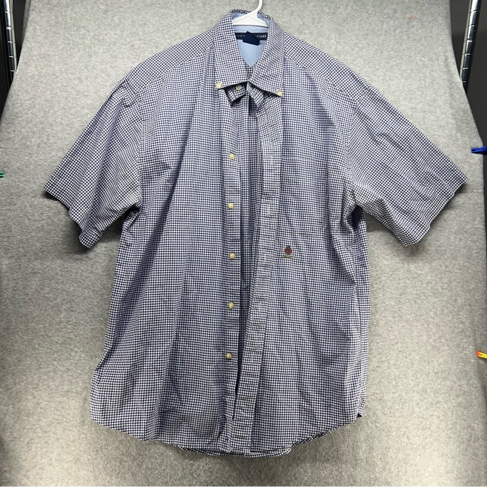 Tommy Hilfiger Blue and White Checkered Shirt